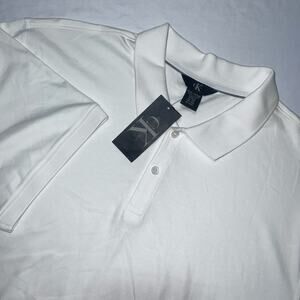 Calvin Klein Polo Shirt XXL White Short Sleeve Classic Fit 100% Cotton Casual